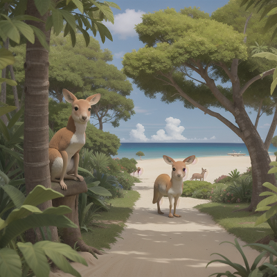 Image For Post Anime, beach, island, kangaroo, jungle, bicycle, HD, 4K, AI Generated Art