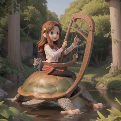 Image For Post Anime, harp, turtle, bravery, success, cat, HD, 4K, AI Generated Art