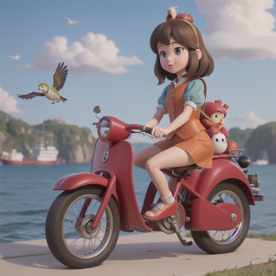 Image For Post Anime, bicycle, bird, boat, car, princess, HD, 4K, AI Generated Art