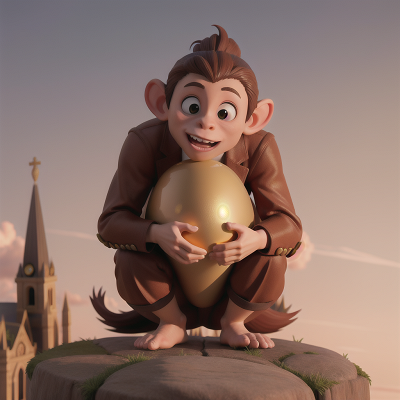 Image For Post Anime, monkey, success, golden egg, cathedral, goblin, HD, 4K, AI Generated Art