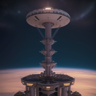 Image For Post Anime, space station, skyscraper, space, demon, museum, HD, 4K, AI Generated Art