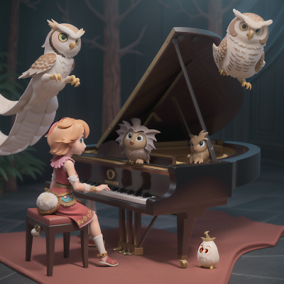 Image For Post Anime, owl, tribal warriors, piano, ghostly apparition, dragon, HD, 4K, AI Generated Art