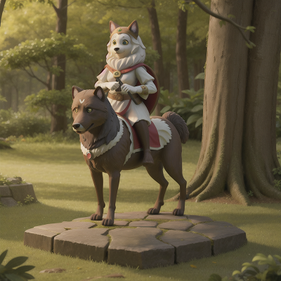 Image For Post Anime, forest, ghost, shield, dog, statue, HD, 4K, AI Generated Art