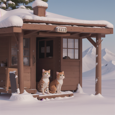 Image For Post Anime, cat, snow, success, hot dog stand, mechanic, HD, 4K, AI Generated Art