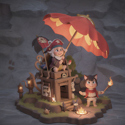 Image For Post Anime, ancient scroll, pirate, cat, umbrella, lava, HD, 4K, AI Generated Art