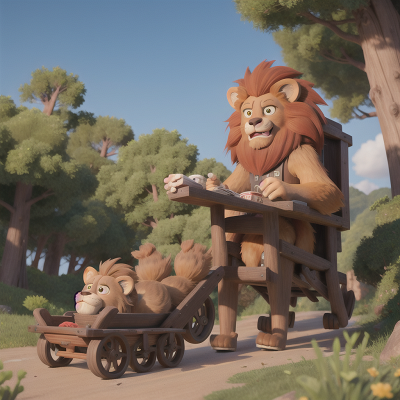 Image For Post Anime, lion, bigfoot, map, sled, troll, HD, 4K, AI Generated Art