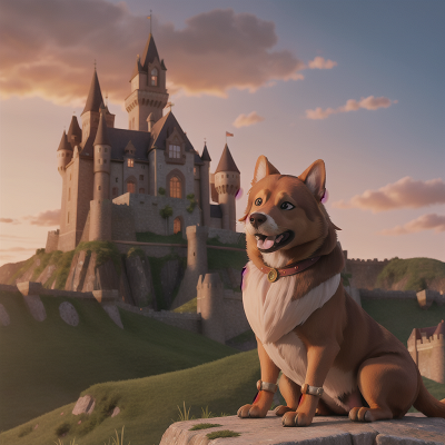 Image For Post Anime, king, earthquake, medieval castle, dog, sunset, HD, 4K, AI Generated Art