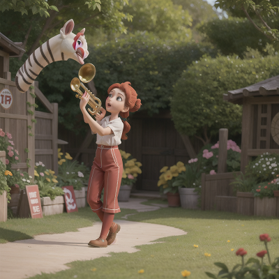 Image For Post Anime, village, zookeeper, garden, trumpet, circus, HD, 4K, AI Generated Art