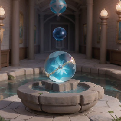Image For Post Anime, cursed amulet, ocean, museum, crystal ball, fountain, HD, 4K, AI Generated Art