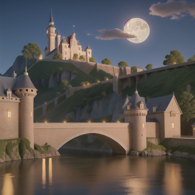 Image For Post Anime, museum, school, moonlight, castle, bridge, HD, 4K, AI Generated Art