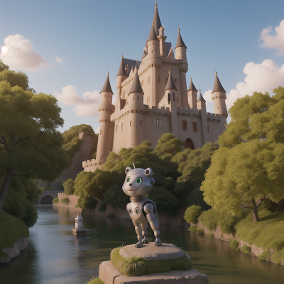 Image For Post Anime, robotic pet, castle, camera, statue, river, HD, 4K, AI Generated Art