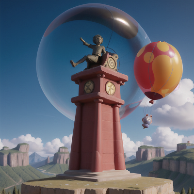 Image For Post Anime, balloon, wormhole, statue, shield, mountains, HD, 4K, AI Generated Art