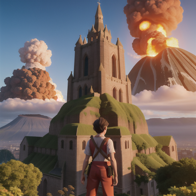 Image For Post Anime, cathedral, dragon, skyscraper, volcano, mechanic, HD, 4K, AI Generated Art