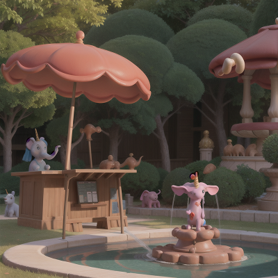 Image For Post Anime, hot dog stand, unicorn, fountain, umbrella, elephant, HD, 4K, AI Generated Art