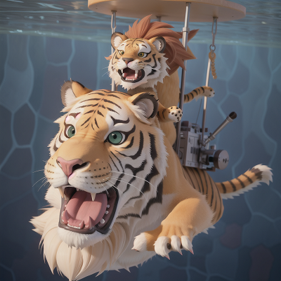 Image For Post Anime, tiger, swimming, pirate, space station, lion, HD, 4K, AI Generated Art