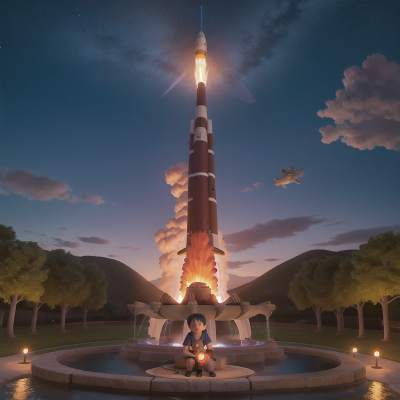 Image For Post Anime, space, fountain, rocket, dog, volcano, HD, 4K, AI Generated Art