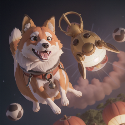 Image For Post Anime, dog, space, helicopter, fox, treasure, HD, 4K, AI Generated Art