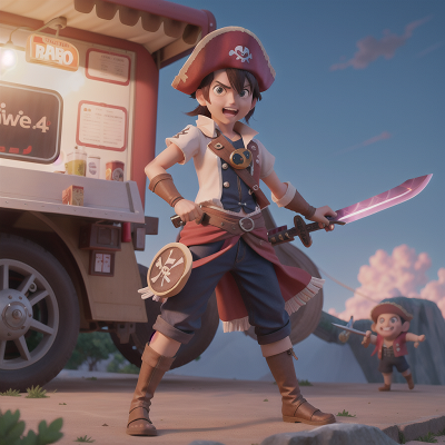 Image For Post Anime, pirate, virtual reality, taco truck, thunder, sword, HD, 4K, AI Generated Art