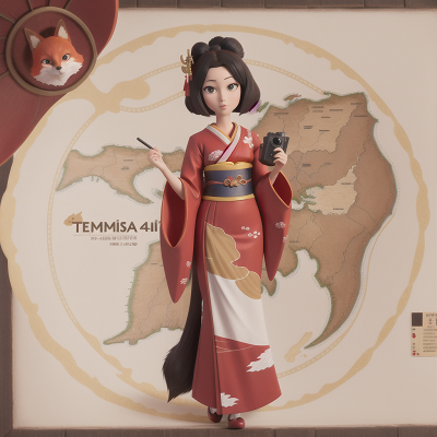 Image For Post Anime, camera, geisha, fox, map, ocean, HD, 4K, AI Generated Art