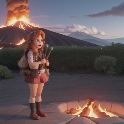 Image For Post Anime, bagpipes, volcano, virtual reality, earthquake, singing, HD, 4K, AI Generated Art