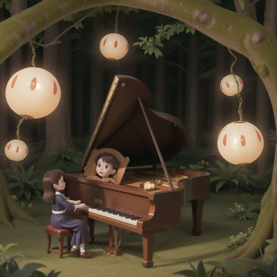 Image For Post Anime, hail, enchanted forest, ghostly apparition, piano, drum, HD, 4K, AI Generated Art