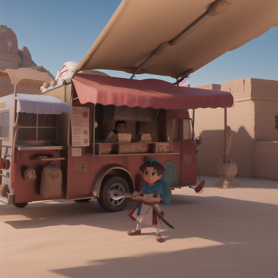 Image For Post Anime, flying carpet, school, sphinx, sword, taco truck, HD, 4K, AI Generated Art