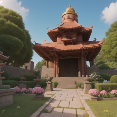 Image For Post Anime, castle, temple, garden, witch, dog, HD, 4K, AI Generated Art