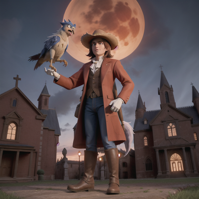 Image For Post Anime, cowboys, cathedral, werewolf, phoenix, haunted mansion, HD, 4K, AI Generated Art
