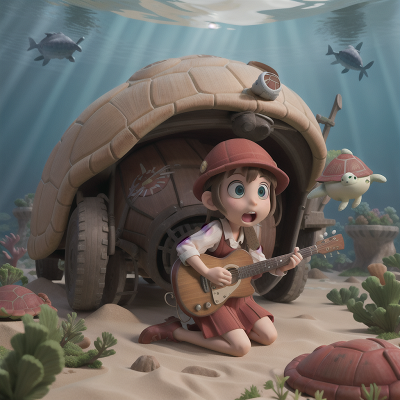Image For Post Anime, confusion, book, musician, turtle, underwater city, HD, 4K, AI Generated Art