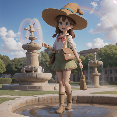 Image For Post Anime, airplane, archaeologist, fountain, rainbow, witch, HD, 4K, AI Generated Art