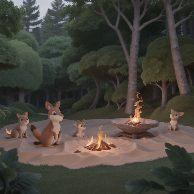 Image For Post Anime, enchanted forest, beach, fire, confusion, kangaroo, HD, 4K, AI Generated Art