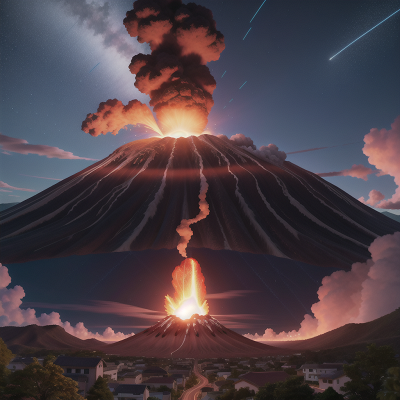 Image For Post Anime, meteor shower, romance, bus, tsunami, volcano, HD, 4K, AI Generated Art