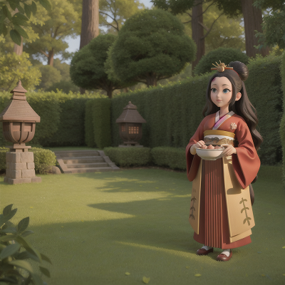Image For Post Anime, geisha, forest, maze, castle, dwarf, HD, 4K, AI Generated Art