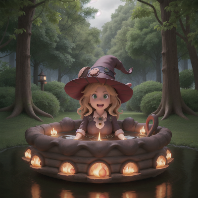 Image For Post Anime, witch's cauldron, hovercraft, singing, enchanted forest, kraken, HD, 4K, AI Generated Art