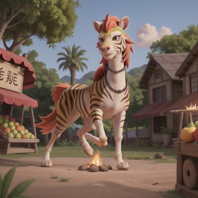 Image For Post Anime, fire, zebra, griffin, jungle, fruit market, HD, 4K, AI Generated Art