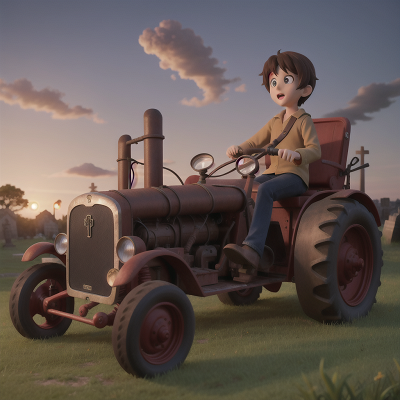 Image For Post Anime, haunted graveyard, submarine, chimera, tractor, demon, HD, 4K, AI Generated Art