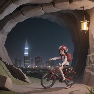 Image For Post Anime, bicycle, spaceship, lamp, cave, skyscraper, HD, 4K, AI Generated Art