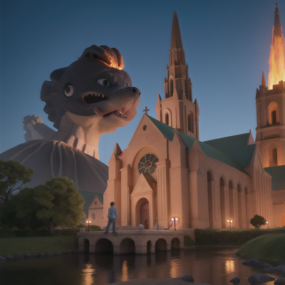 Image For Post Anime, spaceship, dog, cathedral, alligator, volcano, HD, 4K, AI Generated Art