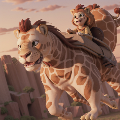 Image For Post Anime, giraffe, joy, ogre, flying, lion, HD, 4K, AI Generated Art