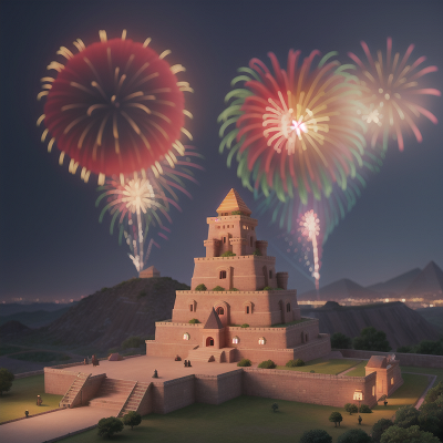 Image For Post Anime, fireworks, ogre, castle, pyramid, jumping, HD, 4K, AI Generated Art