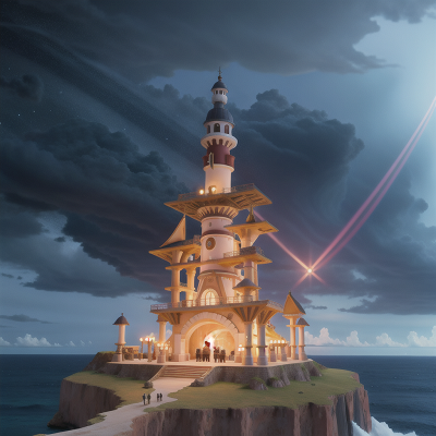 Image For Post Anime, market, thunder, ocean, space, tower, HD, 4K, AI Generated Art