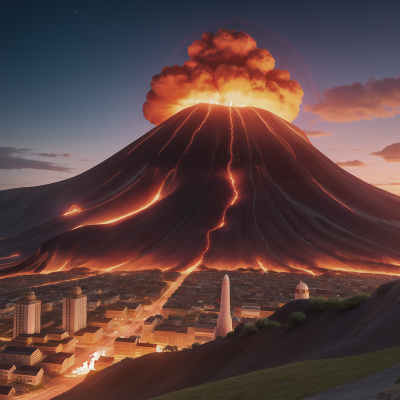 Image For Post Anime, volcano, city, rocket, witch, sunset, HD, 4K, AI Generated Art