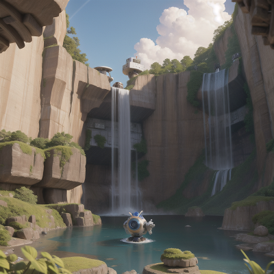 Image For Post Anime, waterfall, robot, clock, space station, chef, HD, 4K, AI Generated Art