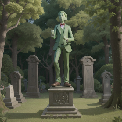 Image For Post Anime, fish, forest, haunted mansion, statue, haunted graveyard, HD, 4K, AI Generated Art