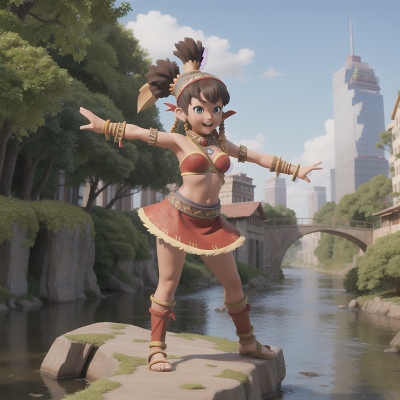 Image For Post Anime, tribal warriors, map, skyscraper, dancing, river, HD, 4K, AI Generated Art