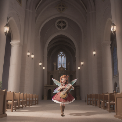 Image For Post Anime, bird, accordion, tower, fairy dust, cathedral, HD, 4K, AI Generated Art