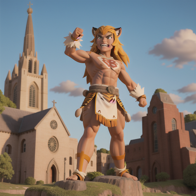 Image For Post Anime, tribal warriors, superhero, cathedral, bus, sabertooth tiger, HD, 4K, AI Generated Art