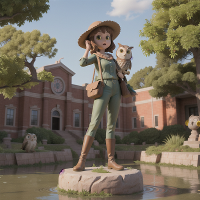 Image For Post Anime, statue, drought, museum, owl, farmer, HD, 4K, AI Generated Art