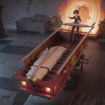Image For Post Anime, piano, vampire's coffin, firefighter, map, helicopter, HD, 4K, AI Generated Art