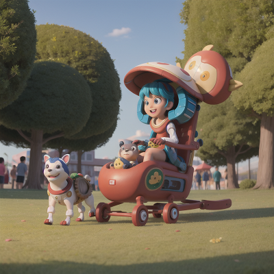 Image For Post Anime, park, robotic pet, carnival, sled, turtle, HD, 4K, AI Generated Art